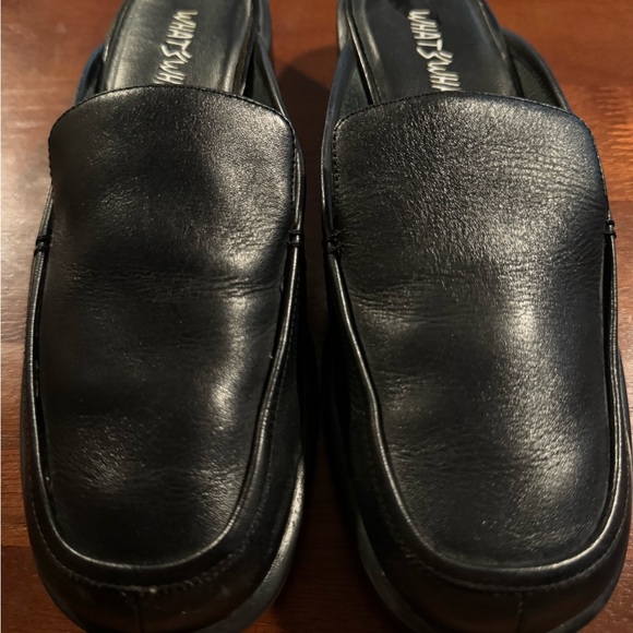 Women's Black Leather Slip-On Clog Mules Comfortable Casual Shoes Size 6 - Picture 2 of 9